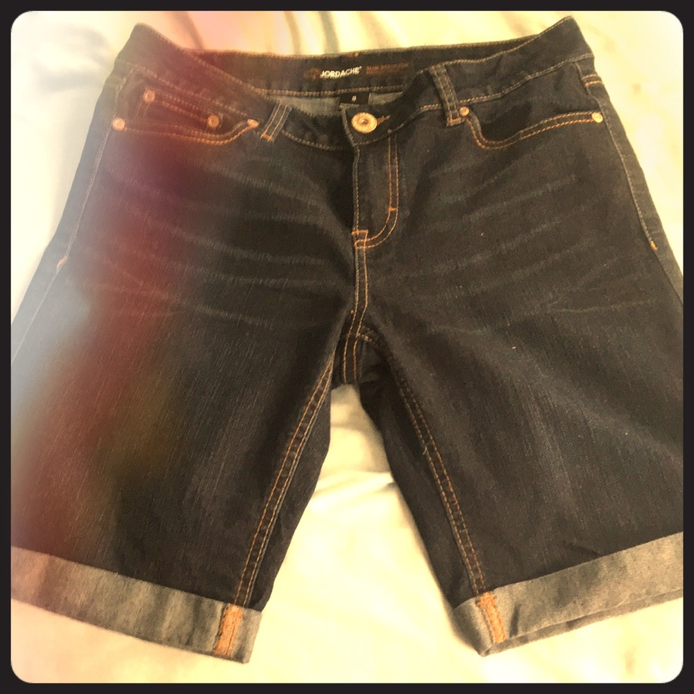 Dark Blue Jean Knee Shorts